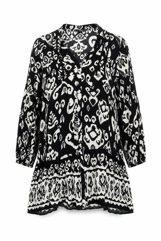 Dunnes Stores Women’s Black Geometric Viscose Shift Dress L