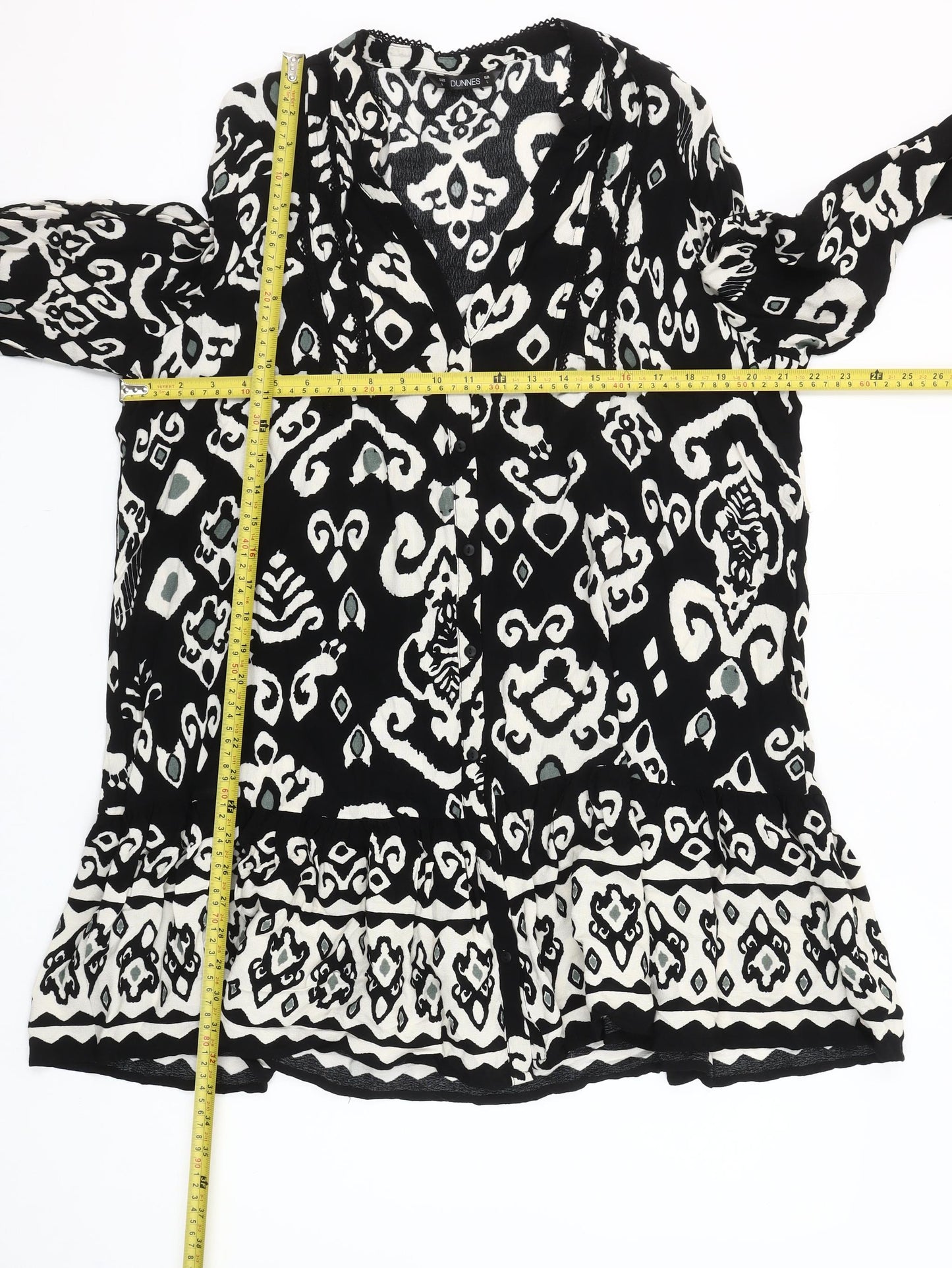 Dunnes Stores Women’s Black Geometric Viscose Shift Dress L