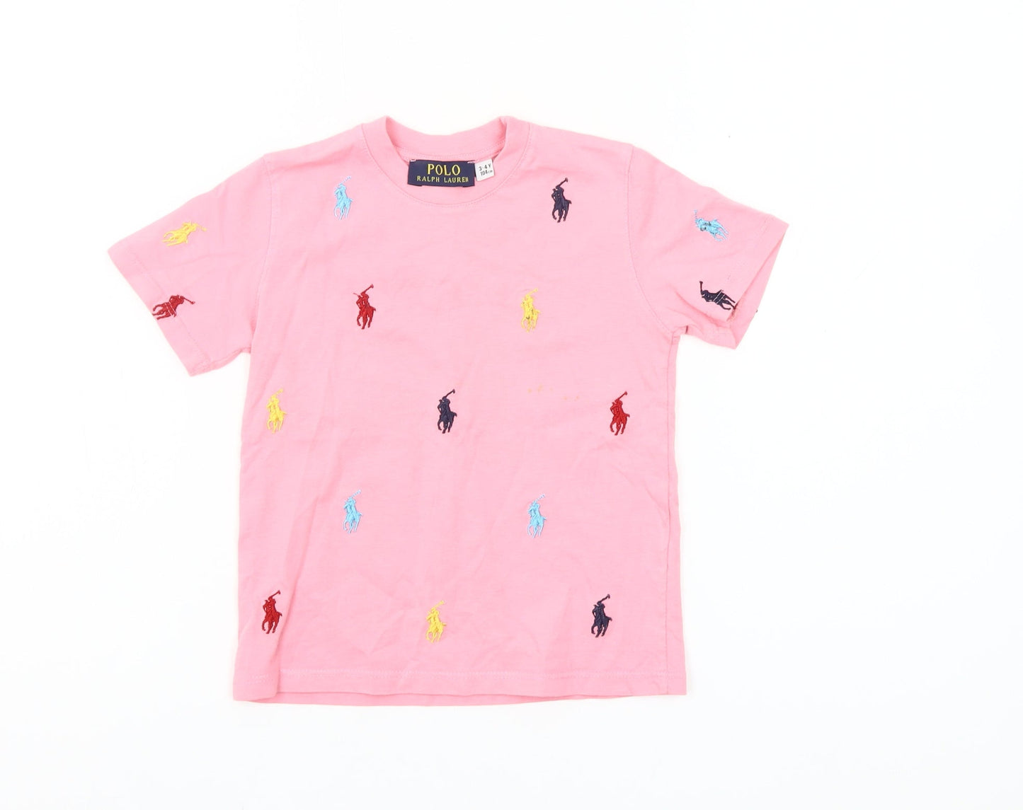 Ralph Lauren Girls Pink Embroidered Pony Cotton T-Shirt 3-4 Years