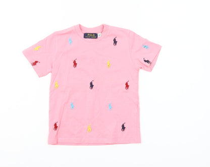 Ralph Lauren Girls Pink Embroidered Pony Cotton T-Shirt 3-4 Years
