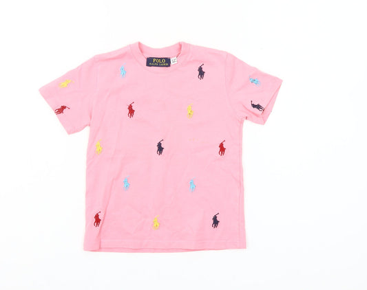 Ralph Lauren Girls Pink Embroidered Pony Cotton T-Shirt 3-4 Years