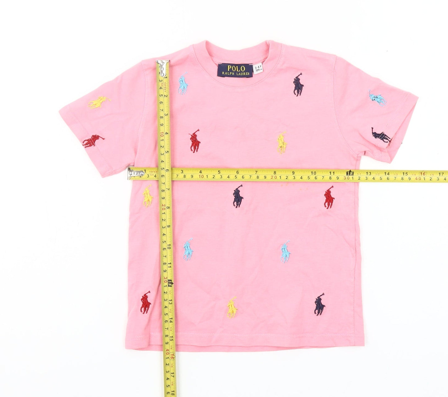 Ralph Lauren Girls Pink Embroidered Pony Cotton T-Shirt 3-4 Years