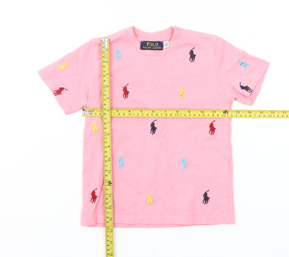 Ralph Lauren Girls Pink Embroidered Pony Cotton T-Shirt 3-4 Years