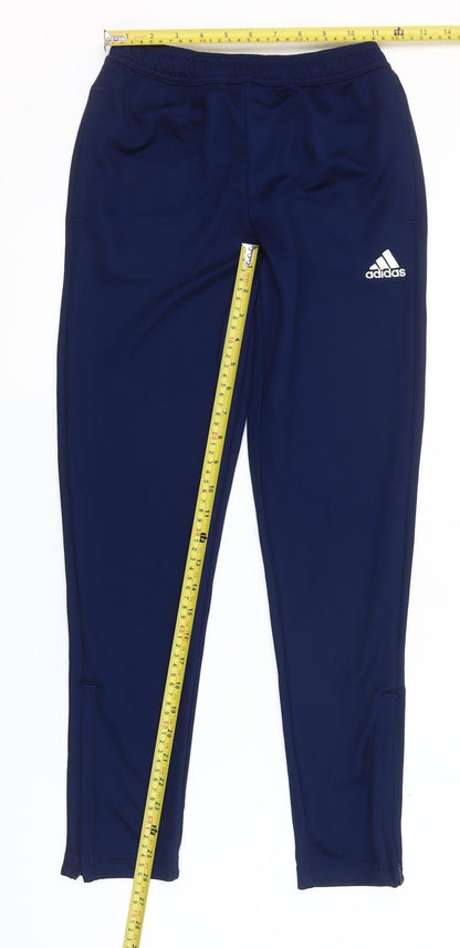 Adidas Boys Navy Blue Jogger Trousers Size 12 Years Polyester Activewear