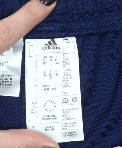 Adidas Boys Navy Blue Jogger Trousers Size 12 Years Polyester Activewear