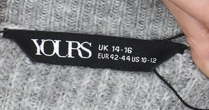 Yours Women Grey Roll Neck Sleeveless Jumper Dress Size 14-16