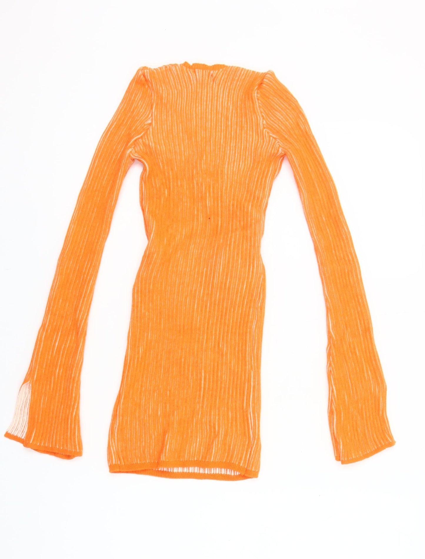 PrettyLittleThing Women’s Orange XS Bodycon Mini Dress Long Sleeve V-Neck