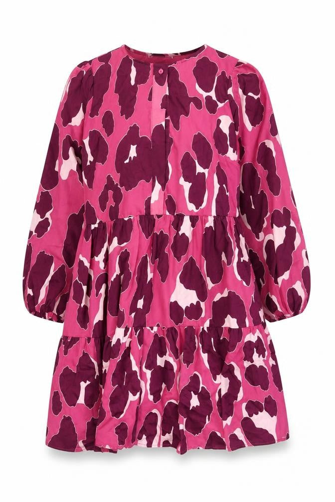 Front view of Gallery Women's Pink A-Line Dress, size S, Long Sleeve Lightweight
