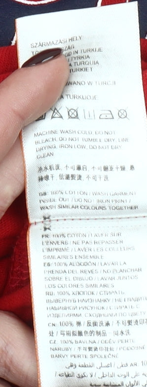 Superdry Men Red Classic Graphic Print Crew Neck Cotton T-Shirt Size M