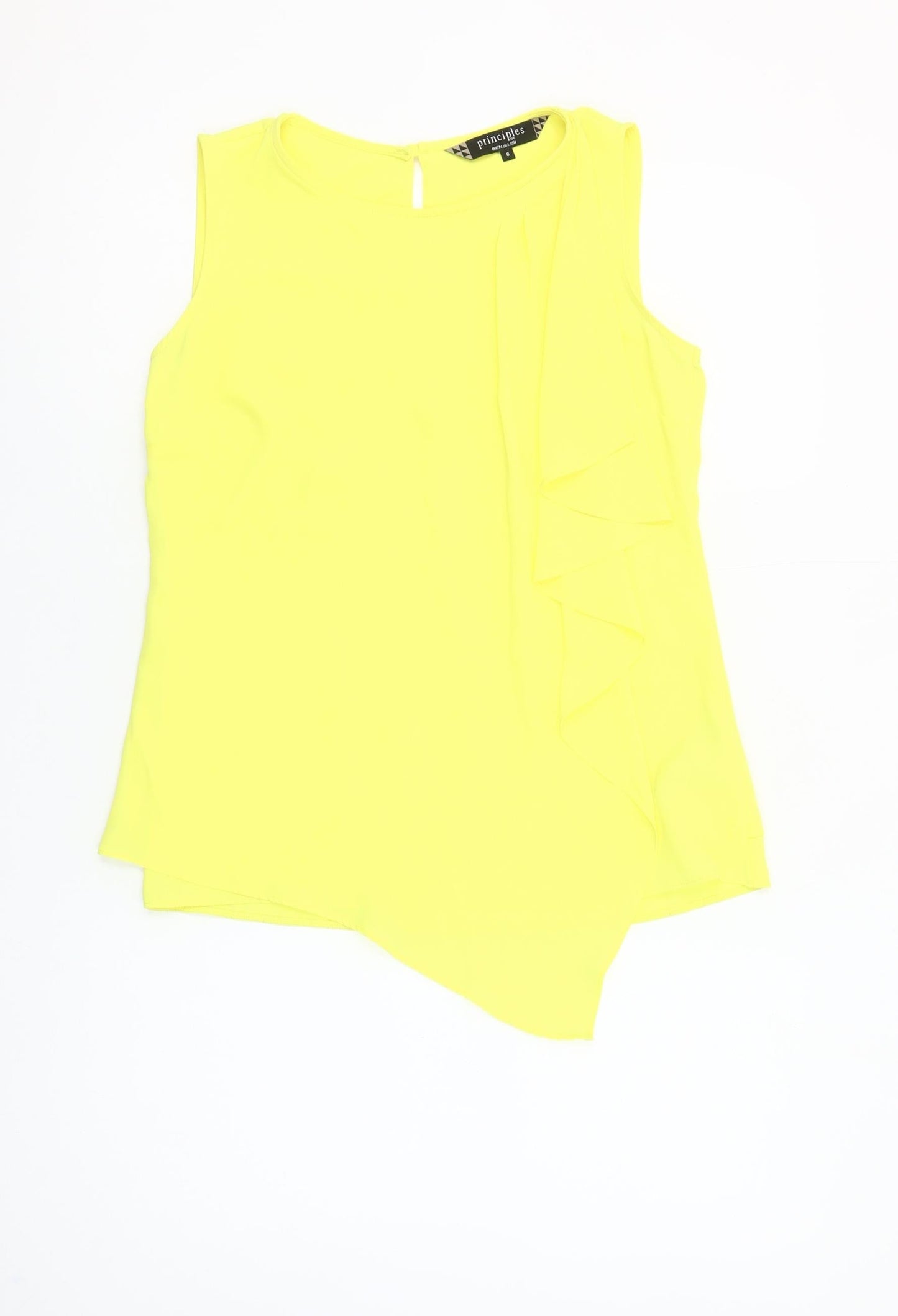 Principles by Ben de Lisi Women's Yellow Sleeveless Ruffle Blouse Size 8