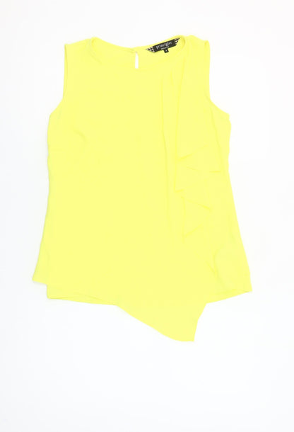 Principles by Ben de Lisi Women's Yellow Sleeveless Ruffle Blouse Size 8