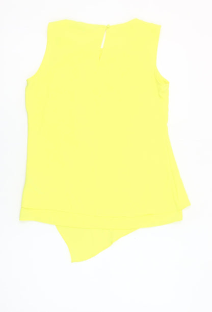 Principles by Ben de Lisi Women's Yellow Sleeveless Ruffle Blouse Size 8