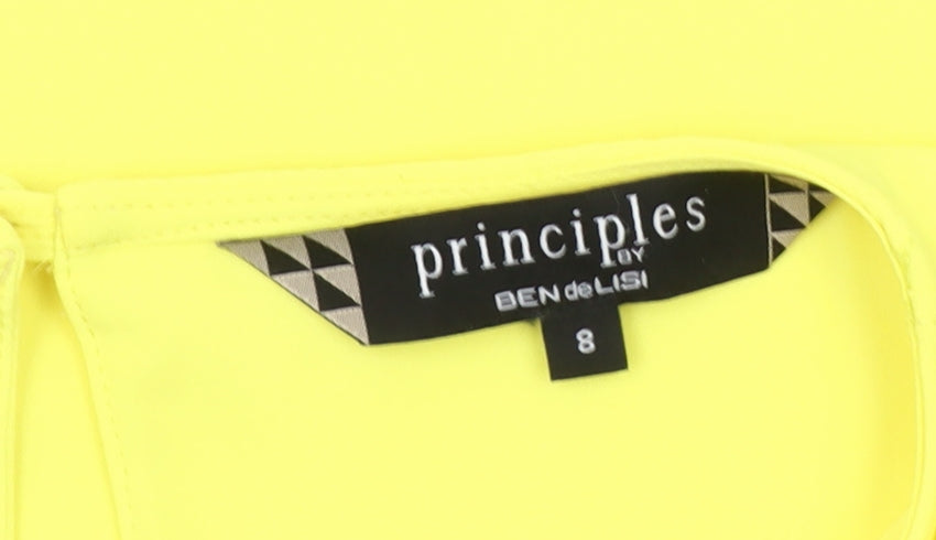 Principles by Ben de Lisi Women's Yellow Sleeveless Ruffle Blouse Size 8