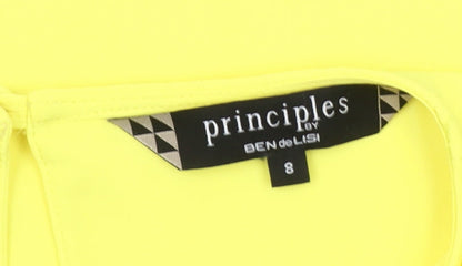 Principles by Ben de Lisi Women's Yellow Sleeveless Ruffle Blouse Size 8