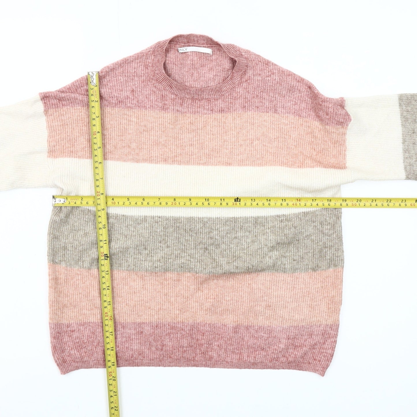 ONLY Women’s Multicoloured Striped Crew Neck Jumper Size M