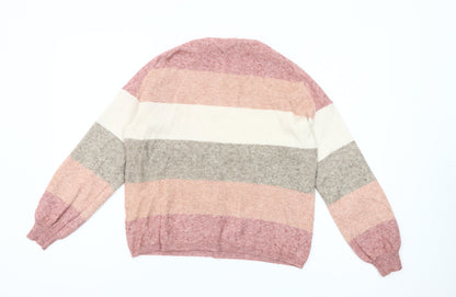 ONLY Women’s Multicoloured Striped Crew Neck Jumper Size M