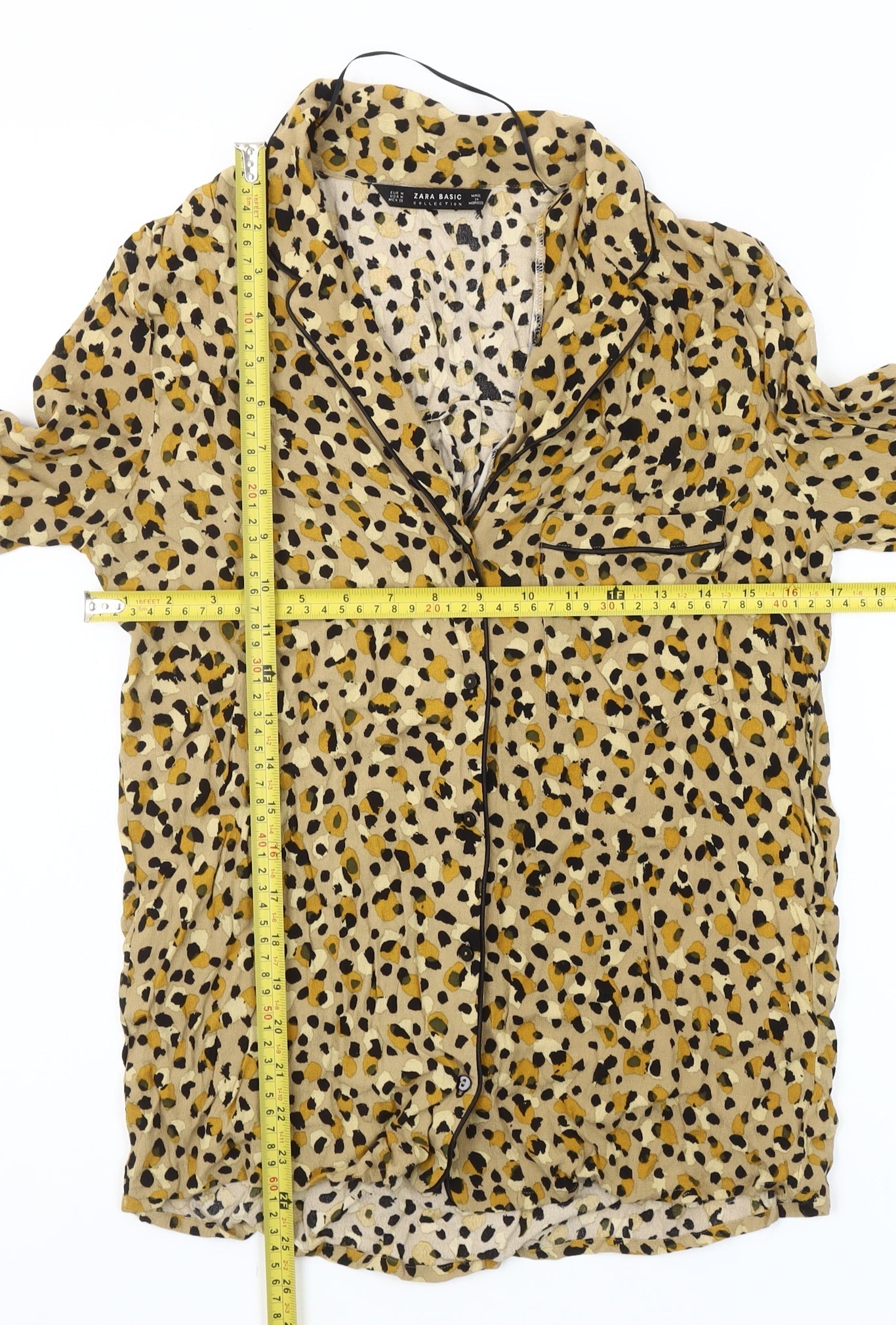 Zara Women Beige Animal Print Viscose Blouse Size 12