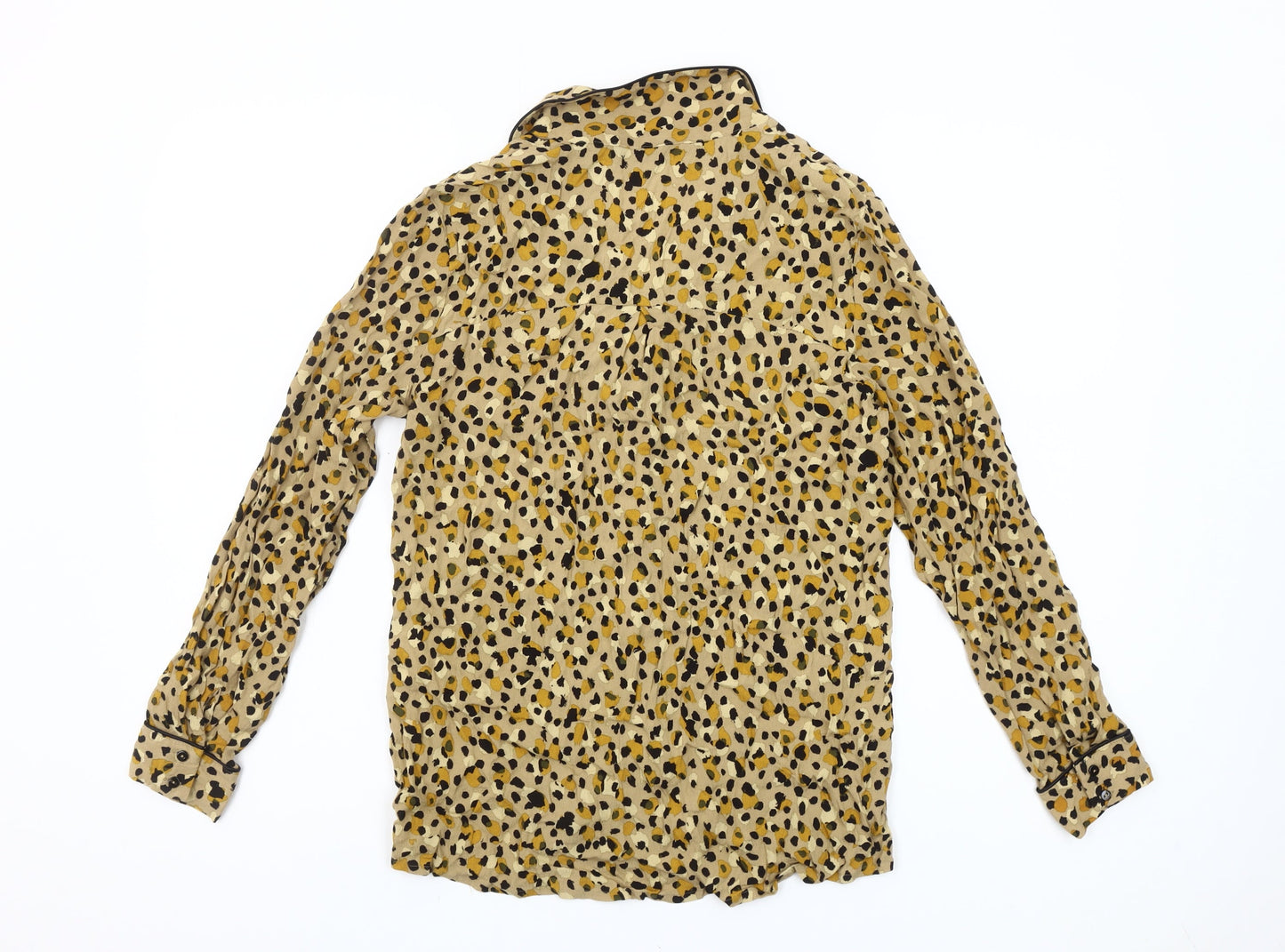 Zara Women Beige Animal Print Viscose Blouse Size 12