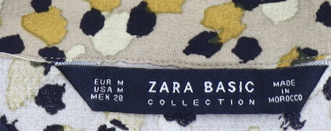 Zara Women Beige Animal Print Viscose Blouse Size 12