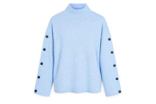 Friends Like These Women's Blue Mock Neck Button Sleeve Jumper Size 10