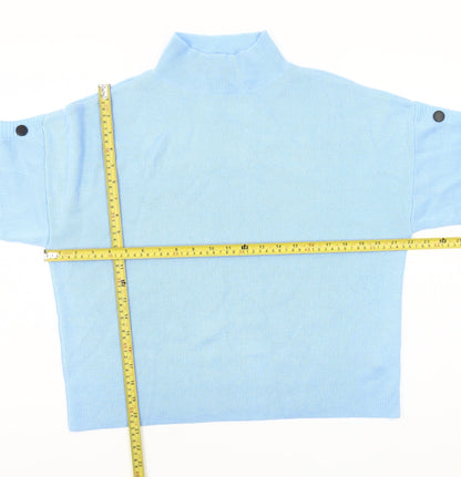 Friends Like These Women's Blue Mock Neck Button Sleeve Jumper Size 10