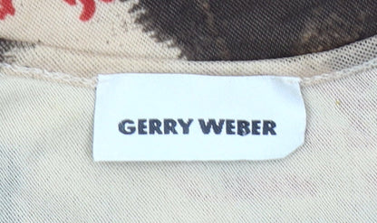 Gerry Weber Womens Brown Abstract Print Long Sleeve Mesh T-Shirt Size 14