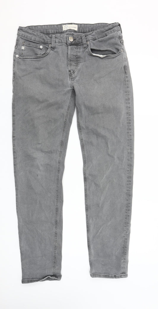 Mud Jeans Men's Grey Regular Fit Denim Jeans 32x32 Straight Leg