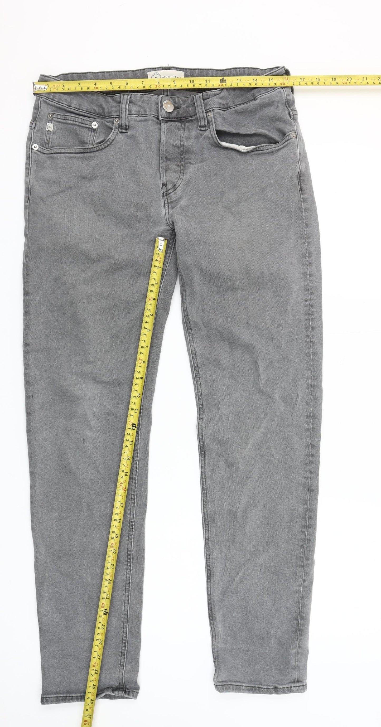 Mud Jeans Men's Grey Regular Fit Denim Jeans 32x32 Straight Leg