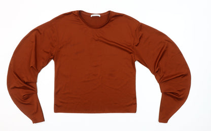 Zara Trafaluc Women’s Brown Long Sleeve Jersey Top Size S