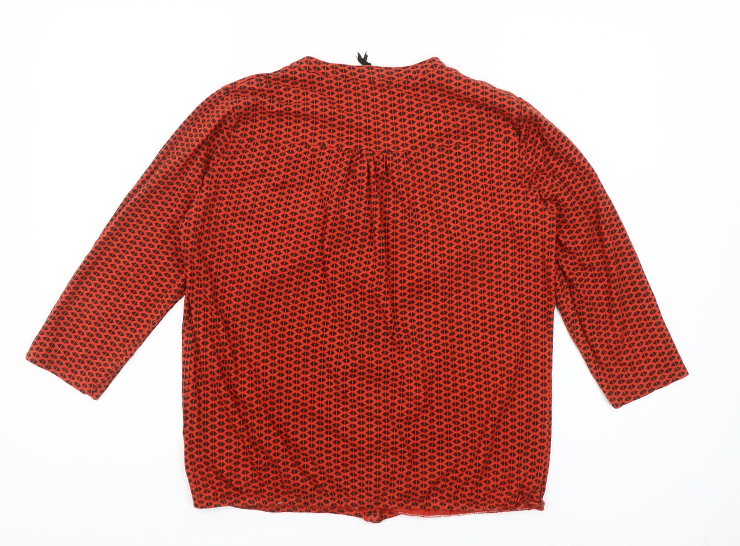 Debenhams Women Red Geometric Button-Up Cotton Blouse Size 14