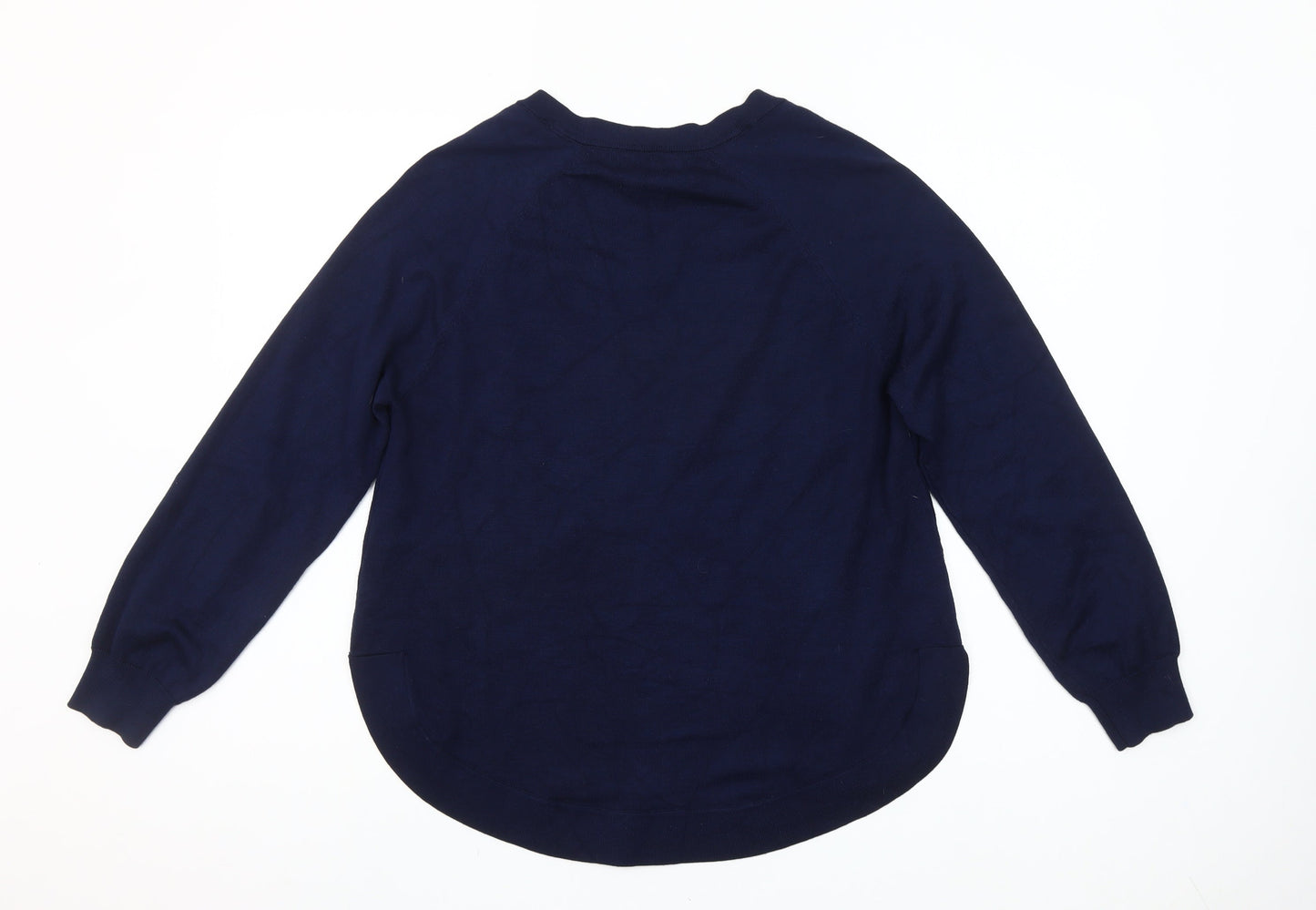 Gallery Womens Blue V-Neck Cotton Pullover Jumper Size M