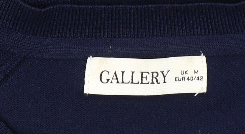 Gallery Womens Blue V-Neck Cotton Pullover Jumper Size M