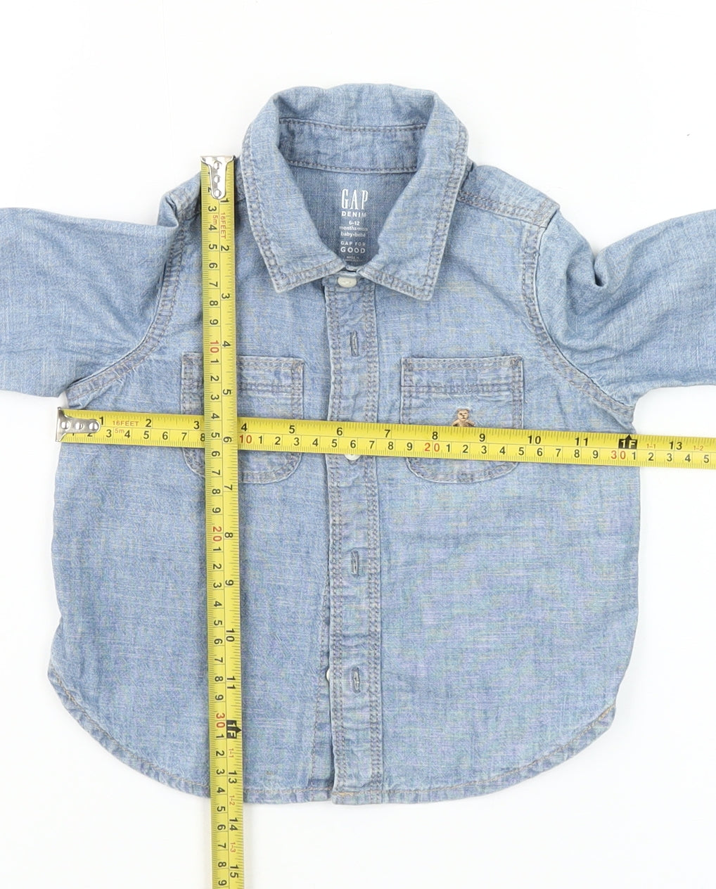 GAP Baby Unisex Blue Denim Button-Up Shirt 6-12 Months
