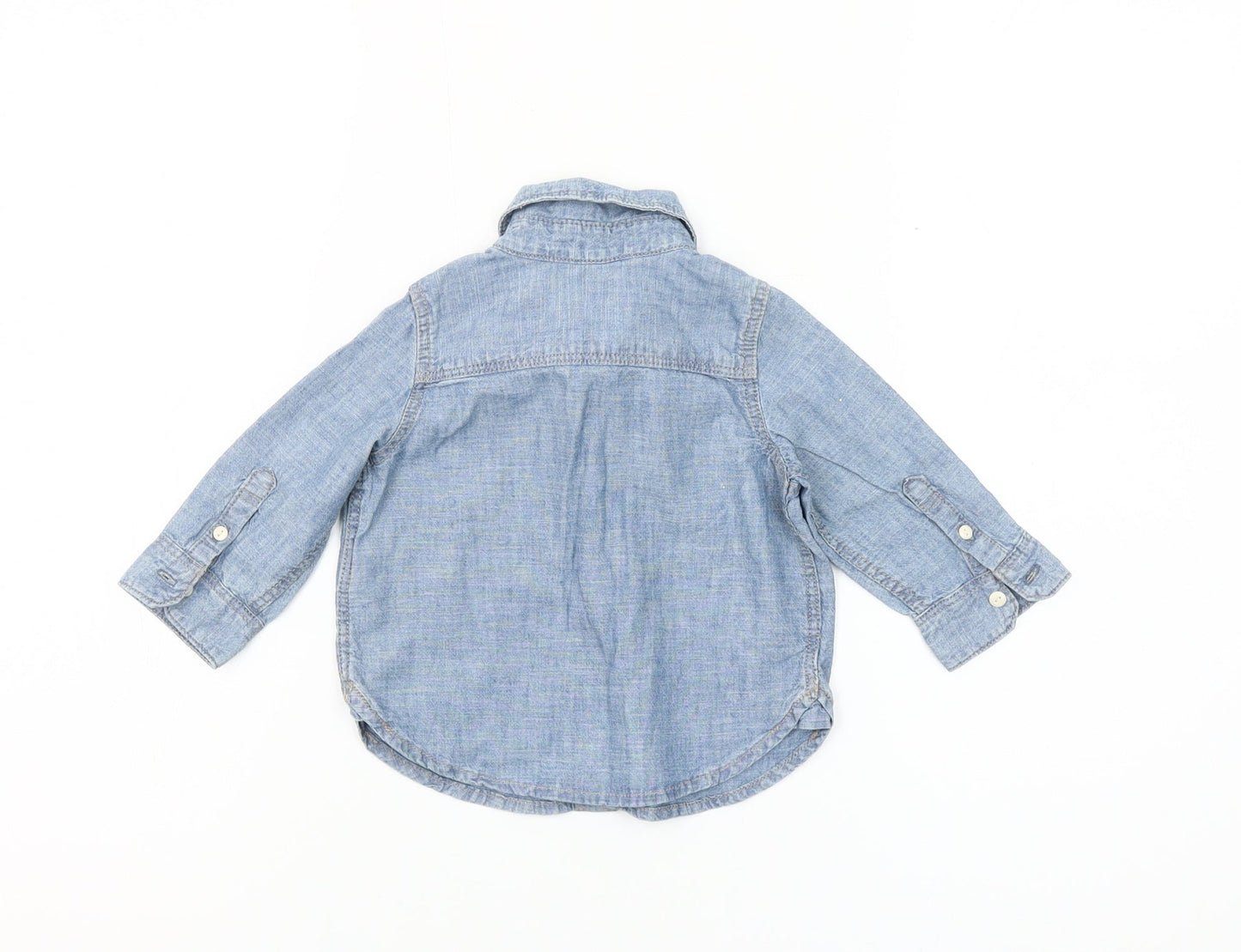 GAP Baby Unisex Blue Denim Button-Up Shirt 6-12 Months