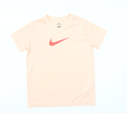 Nike Girls Pink Dri-Fit V-Neck Sports T-Shirt Size 146
