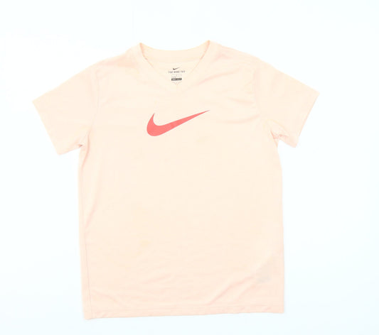 Nike Girls Pink Dri-Fit V-Neck Sports T-Shirt Size 146