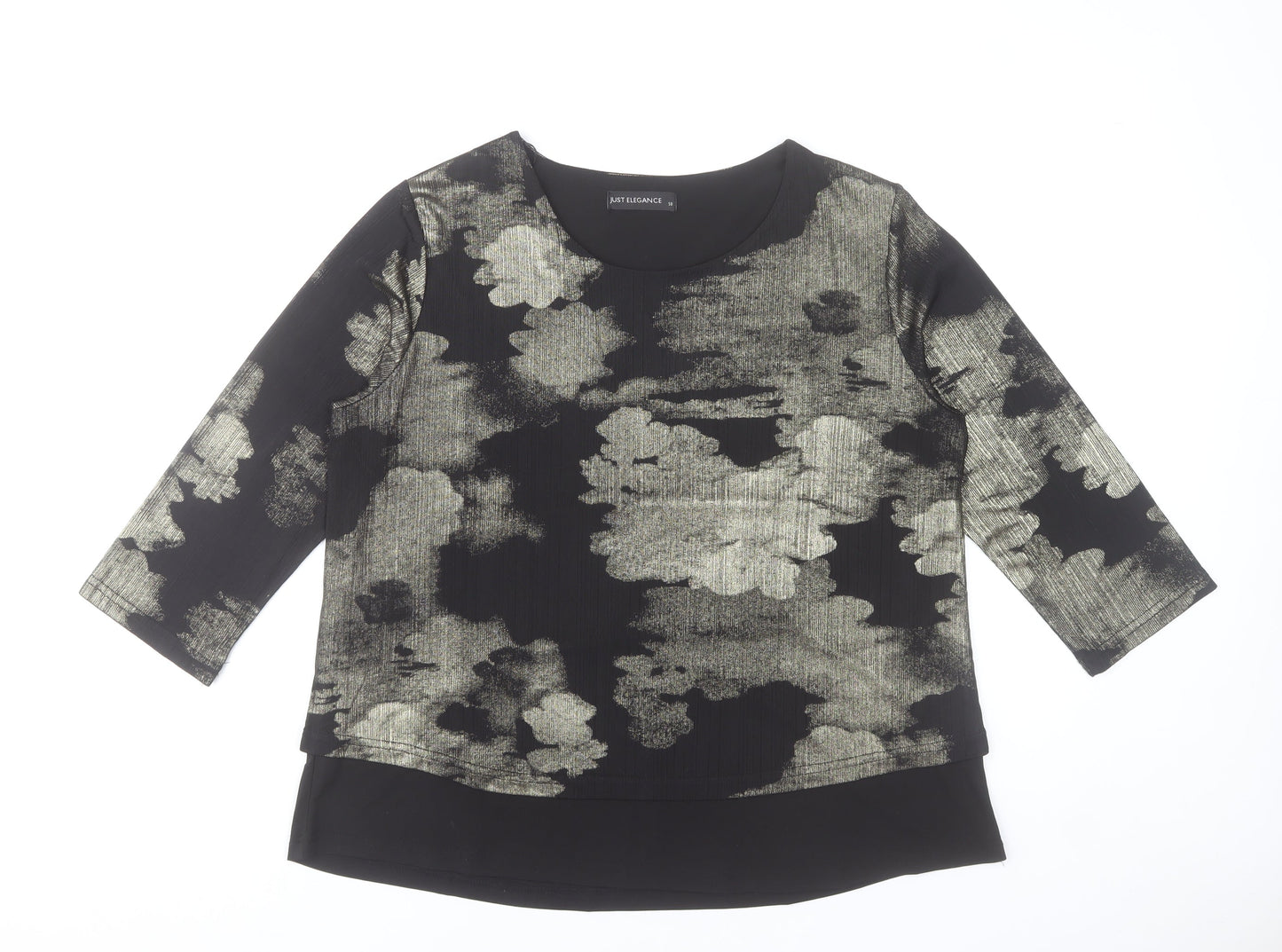 Just Elegance Women’s Black Abstract Tunic Blouse Size 18