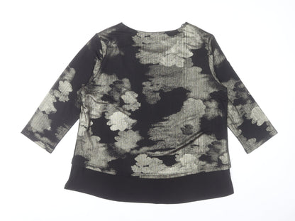 Just Elegance Women’s Black Abstract Tunic Blouse Size 18