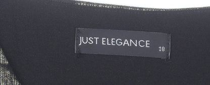 Just Elegance Women’s Black Abstract Tunic Blouse Size 18
