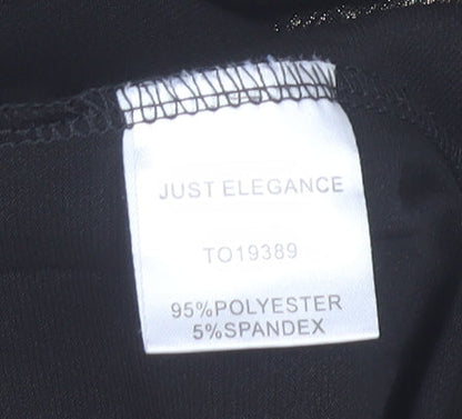 Just Elegance Women’s Black Abstract Tunic Blouse Size 18