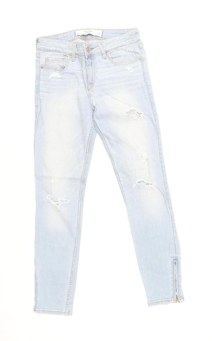 Abercrombie & Fitch Women Blue Distressed Skinny Jeans W26 Size 2