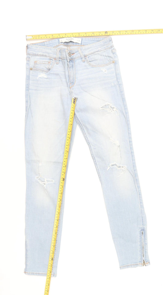 Abercrombie & Fitch Women Blue Distressed Skinny Jeans W26 Size 2