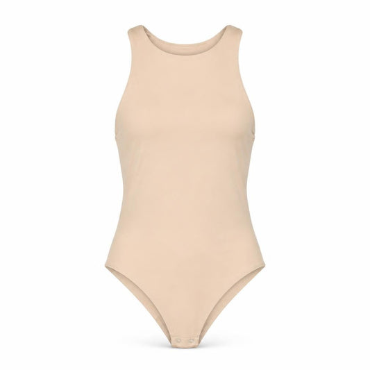 Dunnes Women Beige Bodysuit Size 8 Slim Fit Sleeveless Polyester Blend