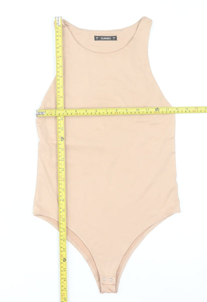 Dunnes Women Beige Bodysuit Size 8 Slim Fit Sleeveless Polyester Blend