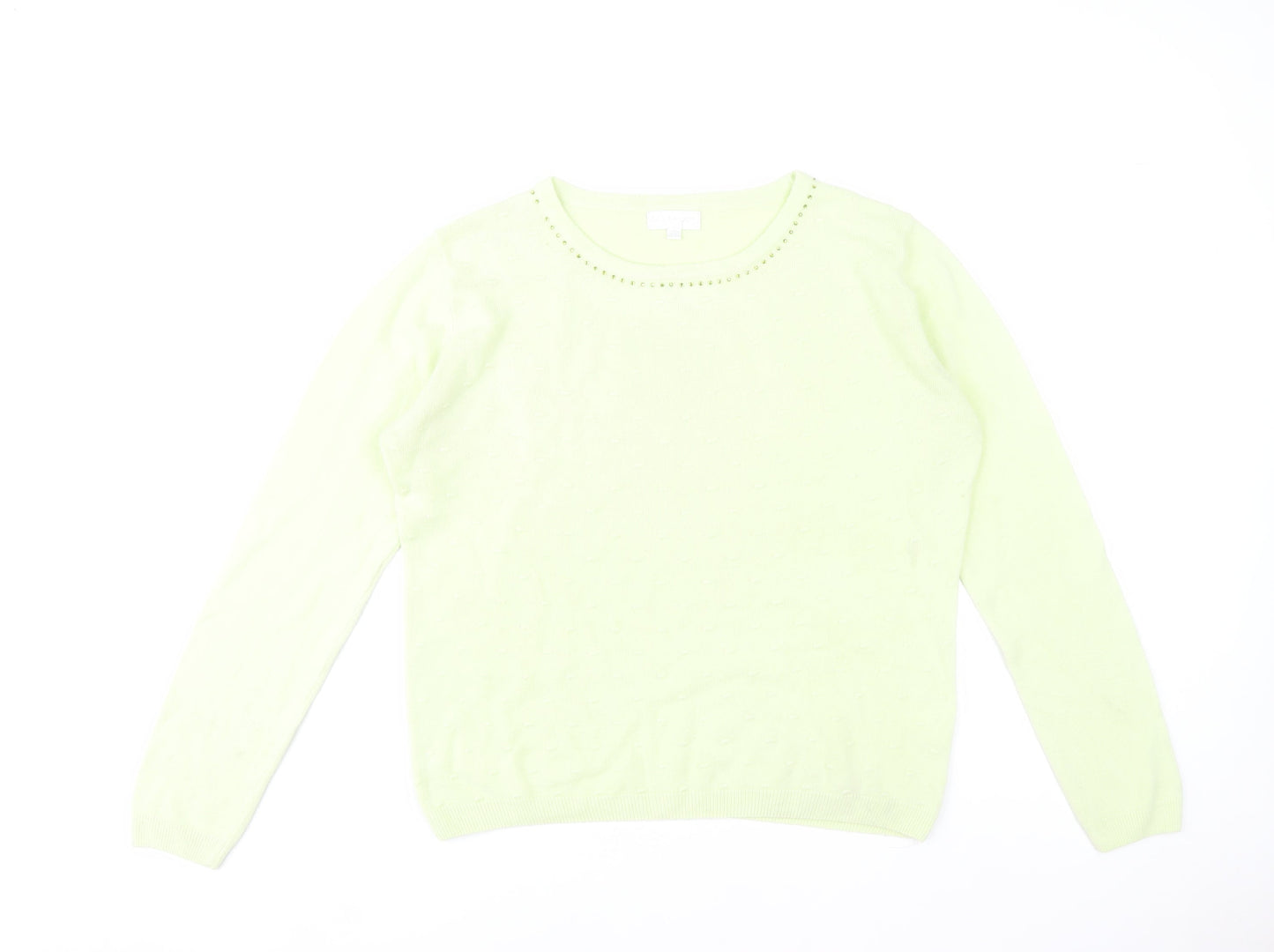 Paramour Womens Green Beaded Crew Neck Knit Jumper L