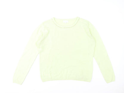 Paramour Womens Green Beaded Crew Neck Knit Jumper L