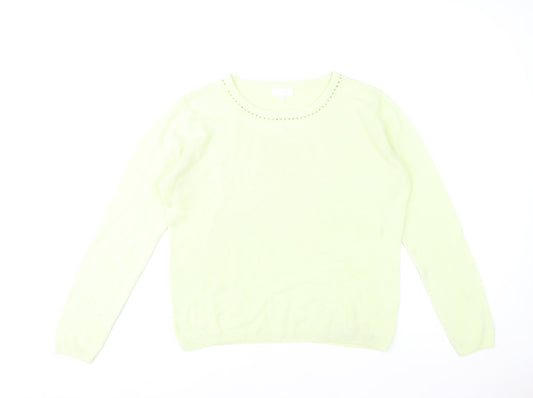 Paramour Womens Green Beaded Crew Neck Knit Jumper L