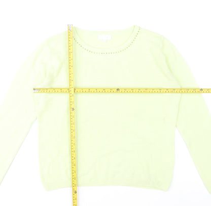 Paramour Womens Green Beaded Crew Neck Knit Jumper L