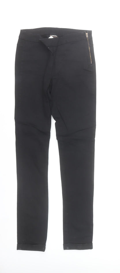 Pieces Women’s Black Skinny Jeans S Slim Fit Mid Rise Stretch Zip Detail