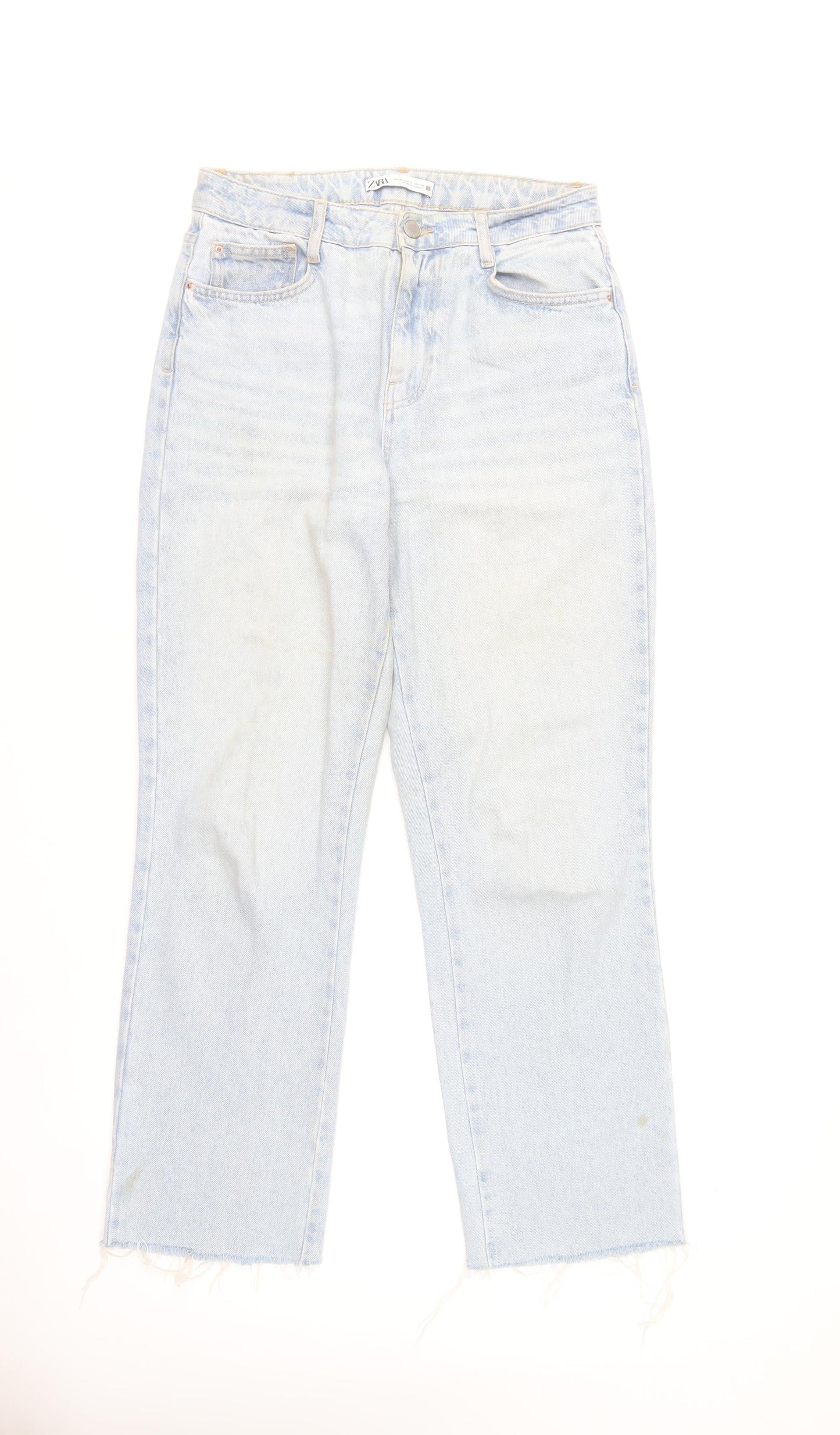 Zara Women Light Blue High Rise Straight Denim Jeans Size 10